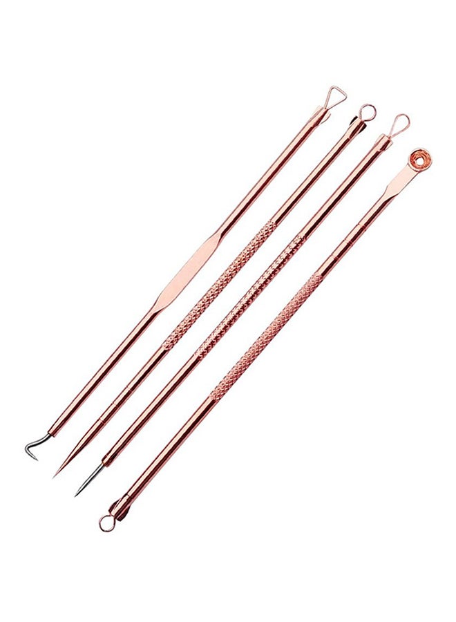 4-Piece Dual Heads Needle Blackhead Remover ذهبي وردي
