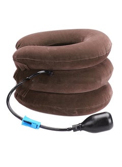 Generic Inflatable 3-Layer Neck Pillow Brown 270x270x200mm 