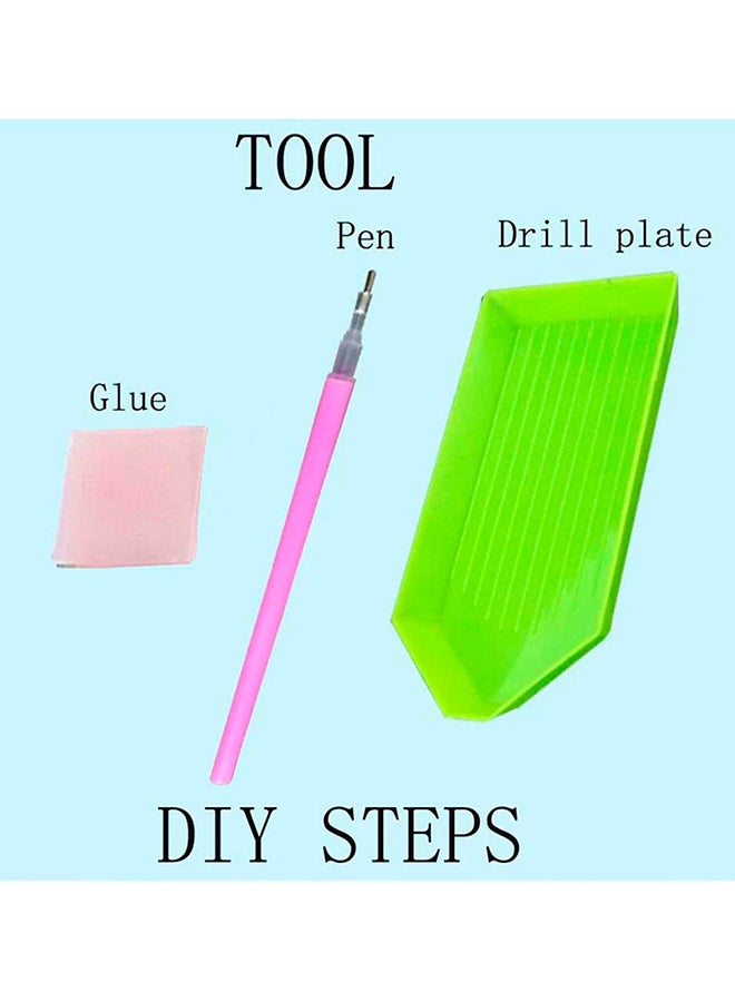 لوحة زينة جدارية بتصميم بومة مزينة بحجر الراين التي يمكنك لصقها بنفسك أزرق - Image 2