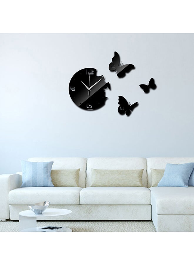 3D Butterfly Wall Clock Black 45x45cm - Image 1