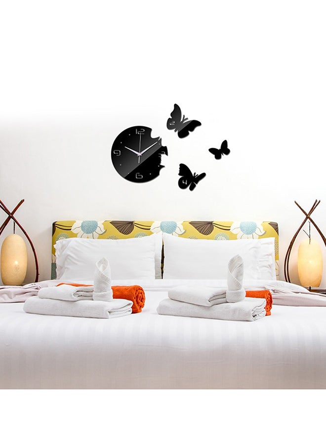 3D Butterfly Wall Clock Black 45x45cm - Image 2