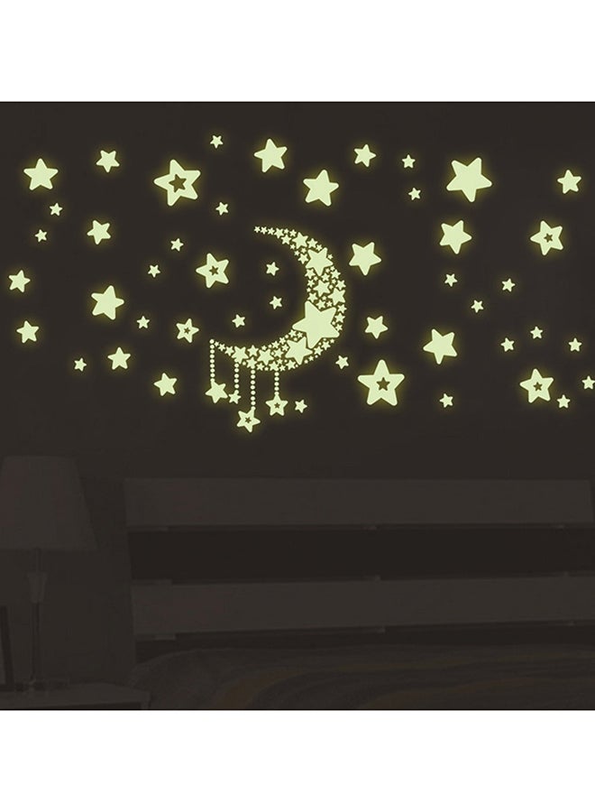 Luminous Moon Stars Pattern Wall Sticker Yellow - Image 1