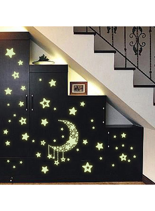 Luminous Moon Stars Pattern Wall Sticker Yellow - Image 2