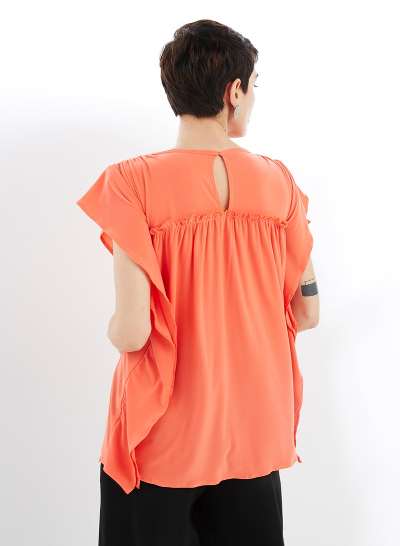 NUKHBAA - High Neck Tunic Orange - Image 1