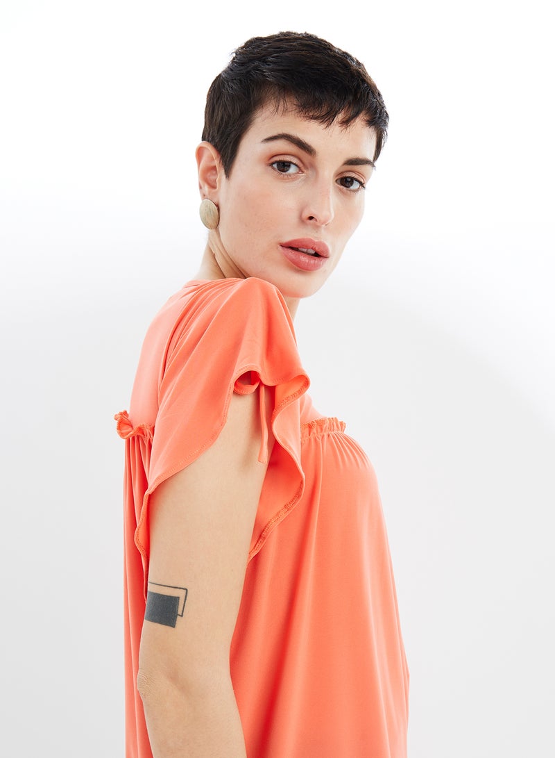 NUKHBAA - High Neck Tunic Orange - Image 1