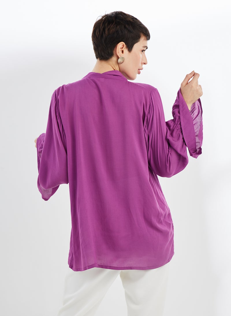 NUKHBAA - High Neck Tunic Purple - Image 1