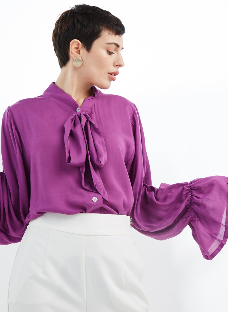 NUKHBAA - High Neck Tunic Purple - Image 1