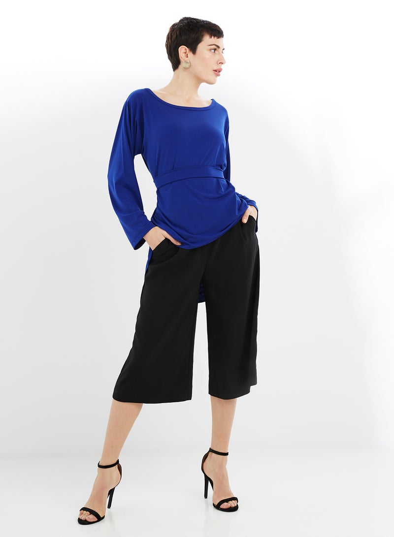 NUKHBAA - Boat Neck Long Sleeves Tunic Blue - Image 1