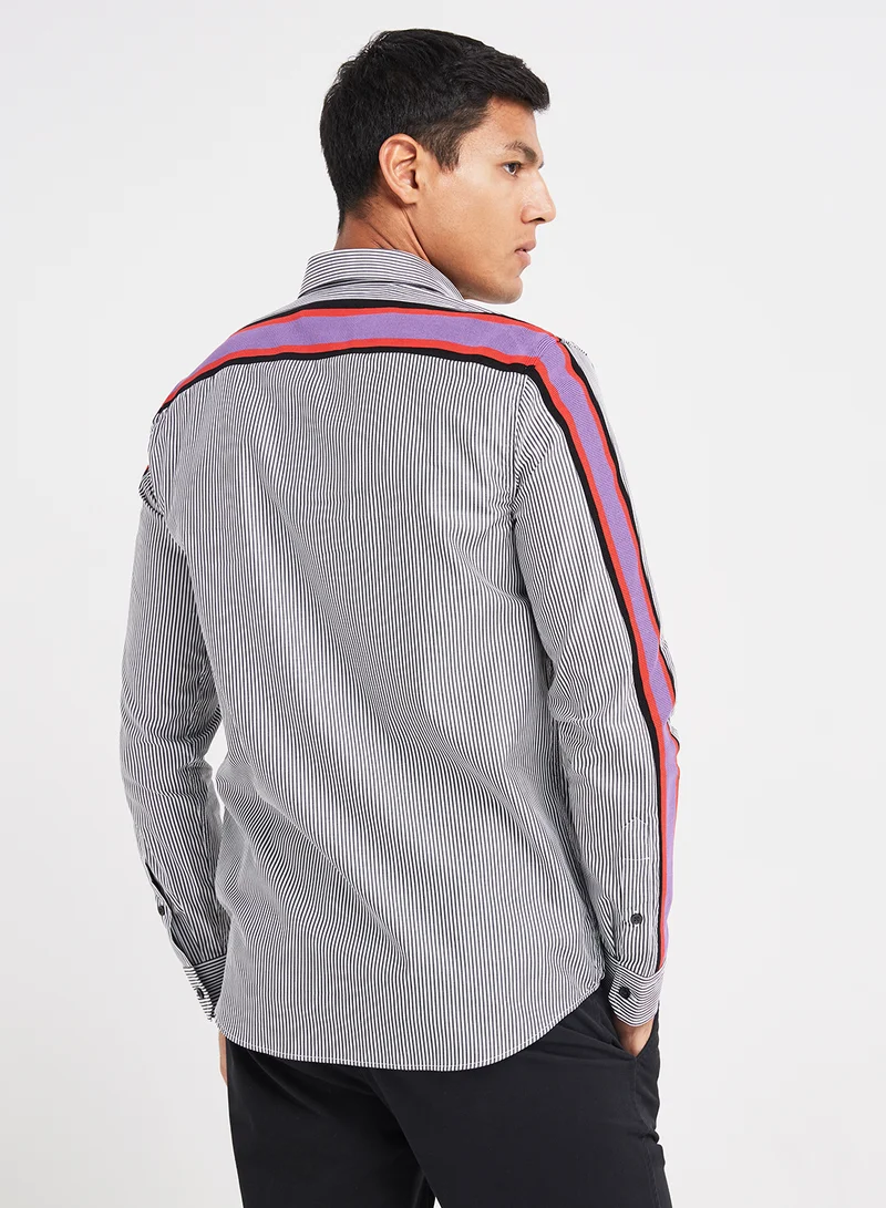 DIESEL Button Detailed Shirt White/Blue/Red