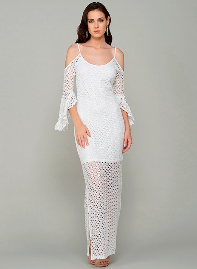 JACQUELINE PARIS Scoop Neck Dress White  - Image 1