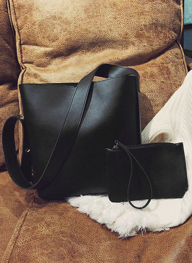 طقم حقائب تسوق من قطعتين أسود - Image 2