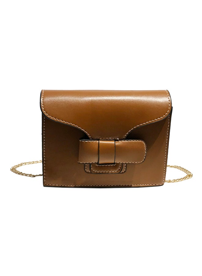Buckle Closure Crossbody Bag Brown - Image 1