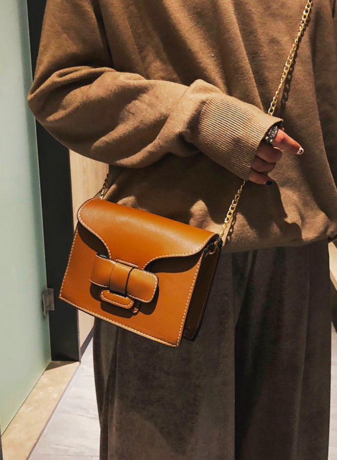 Buckle Closure Crossbody Bag Brown - Image 2