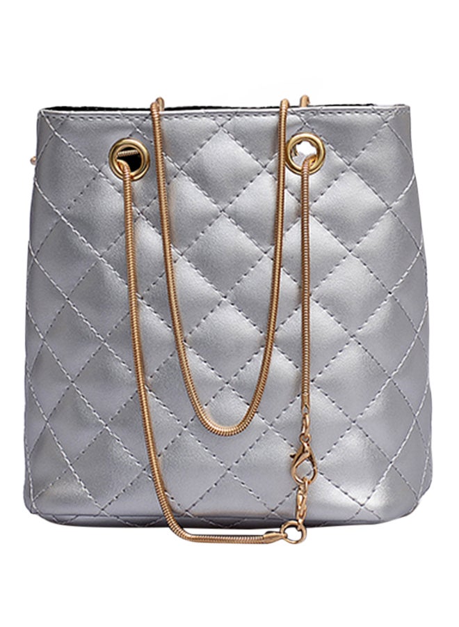 Polyurethane Bucket Bag Silver - Image 1