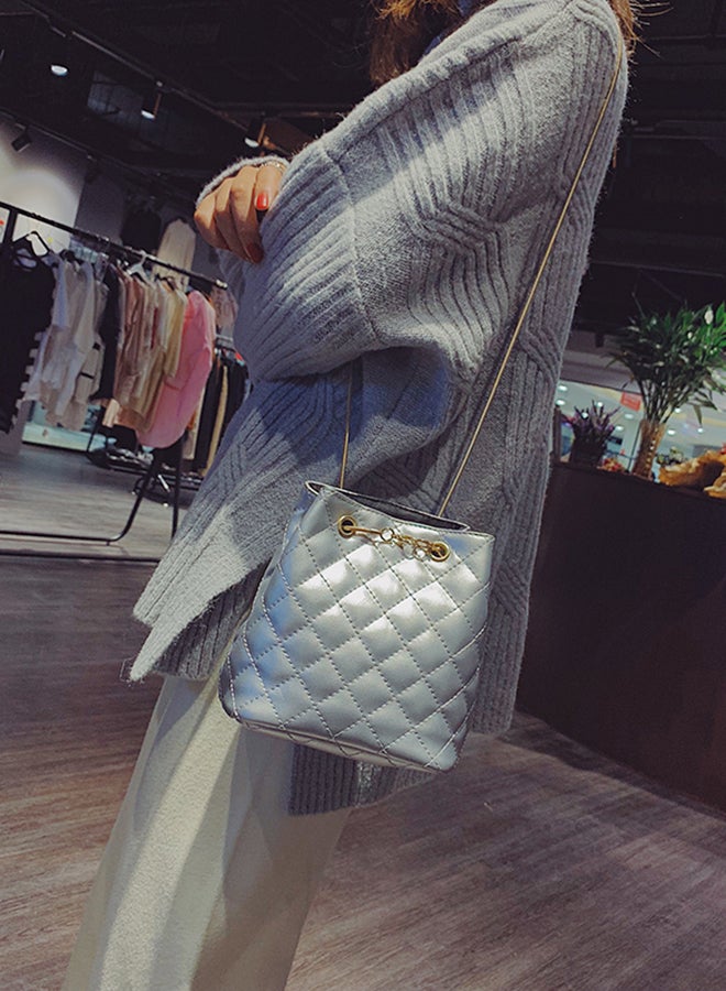 Polyurethane Bucket Bag Silver - Image 2