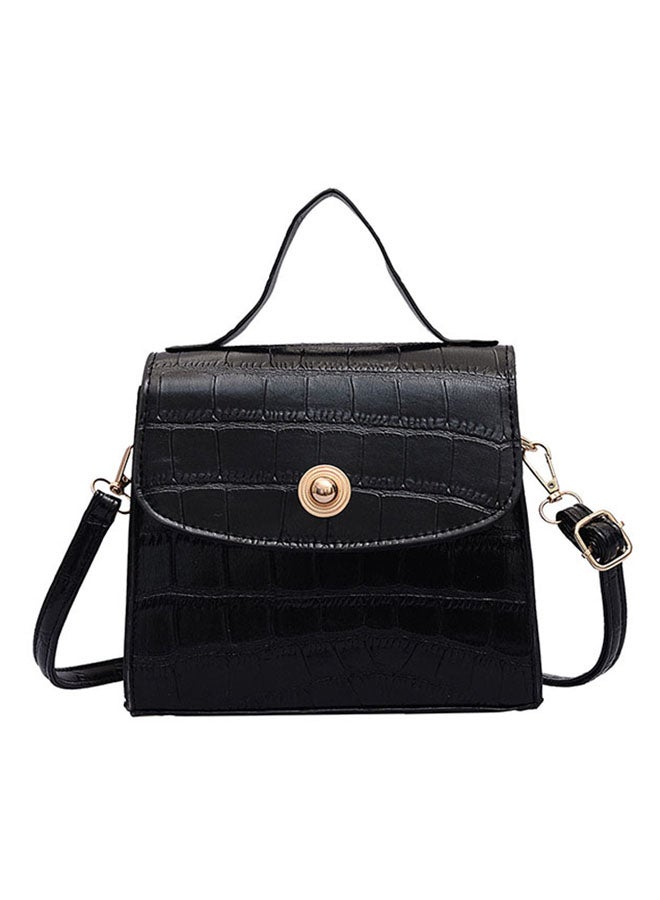 Flap Closure Crossbody Bag Black  - Image 1