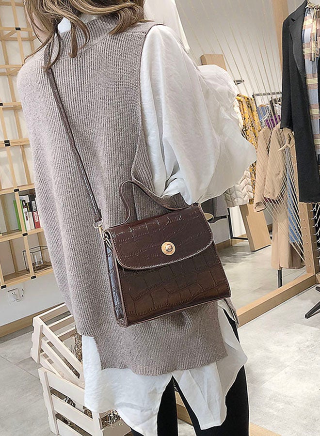 Flap Closure Crossbody Bag Brown  - Image 2
