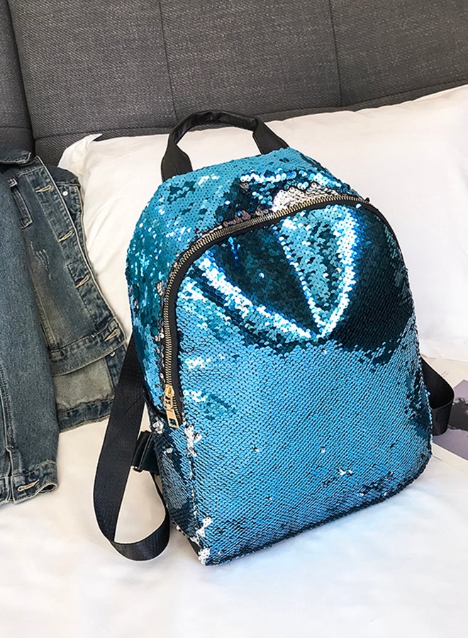 Sequin Zipper Backpack Blue - Image 2
