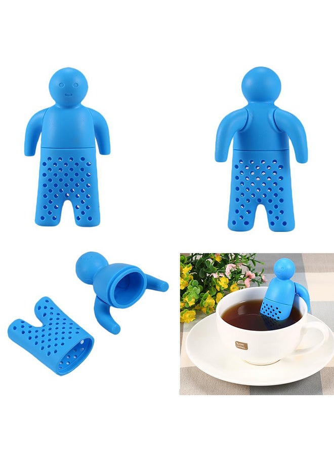 Silicone Small Human Shape Tea Strainer Blue 5 x 9cm - Image 3