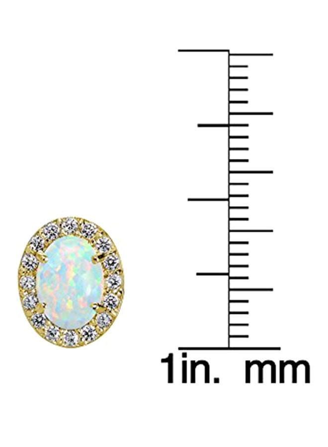 آيس جيمس أقراط كبس من الفضة الإسترليني عيار 925 مرصّعة بالأوبال والزركونيا المكعبة - Image 3