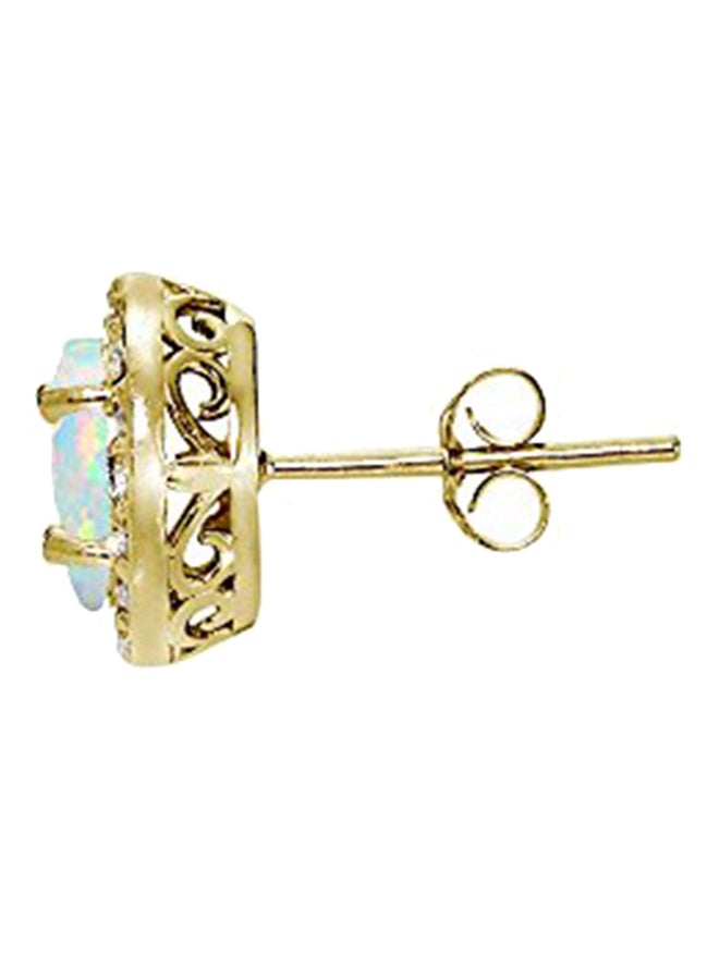 آيس جيمس أقراط كبس من الفضة الإسترليني عيار 925 مرصّعة بالأوبال والزركونيا المكعبة - Image 2