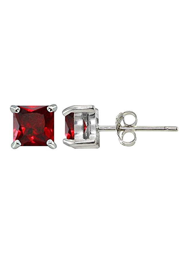 Ice Gems 925 Sterling Silver Ruby Studded Stud Earrings - Image 1