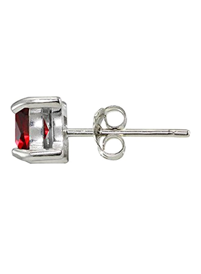 Ice Gems 925 Sterling Silver Ruby Studded Stud Earrings - Image 2