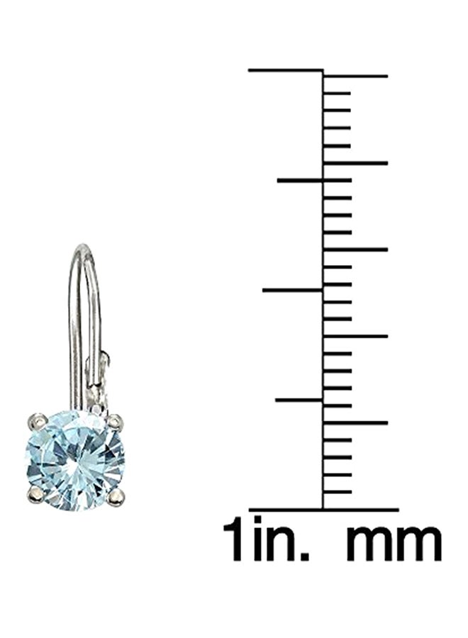 Ice Gems 925 Sterling Silver Aquamarine Studded Earrings - Image 2