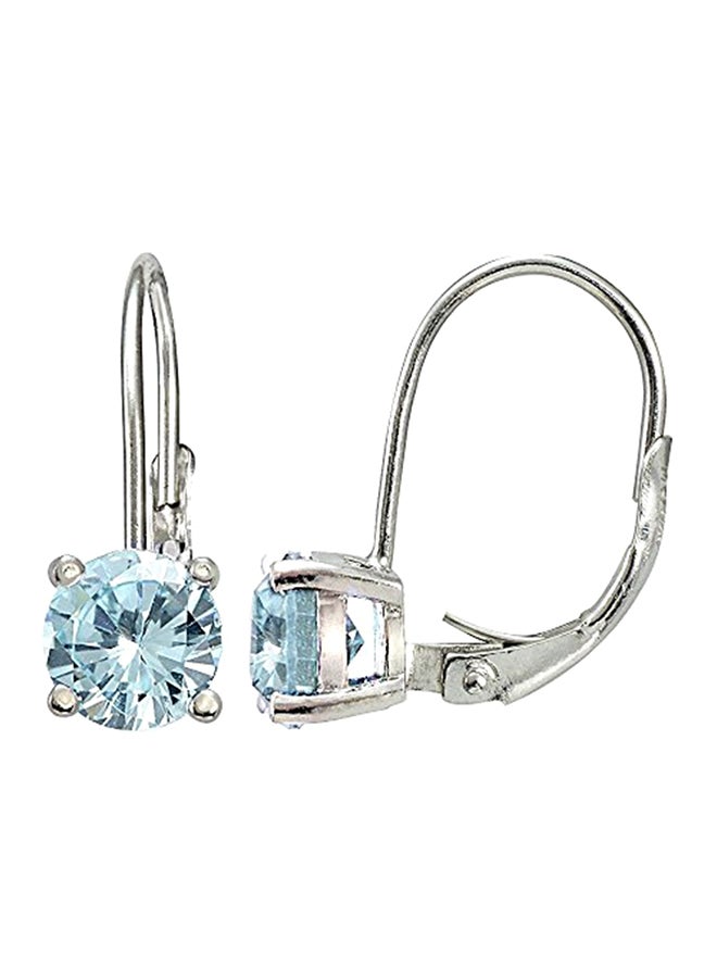 Ice Gems 925 Sterling Silver Aquamarine Studded Earrings - Image 1