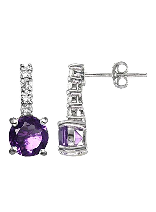 Ice Gems - 925 Sterling Silver Stone Studded Drop Earrings - Image 1
