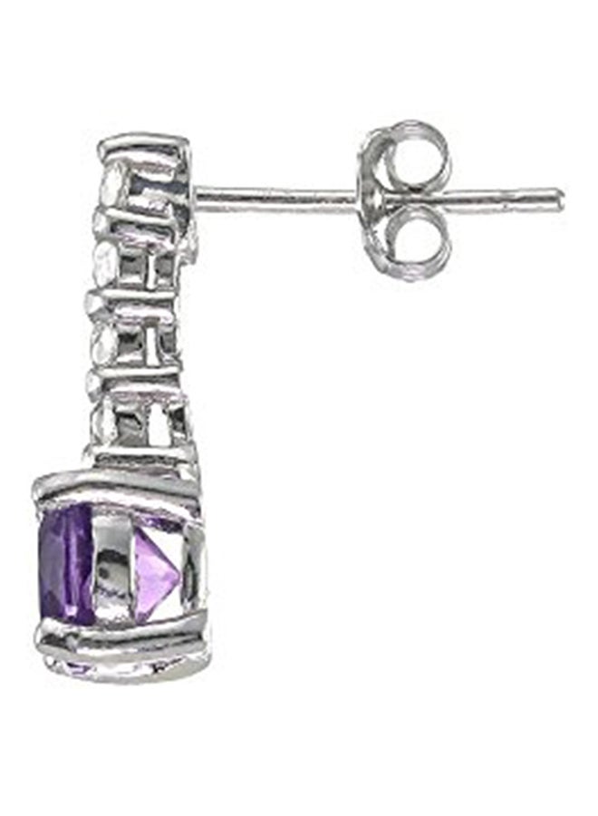Ice Gems - 925 Sterling Silver Stone Studded Drop Earrings - Image 1