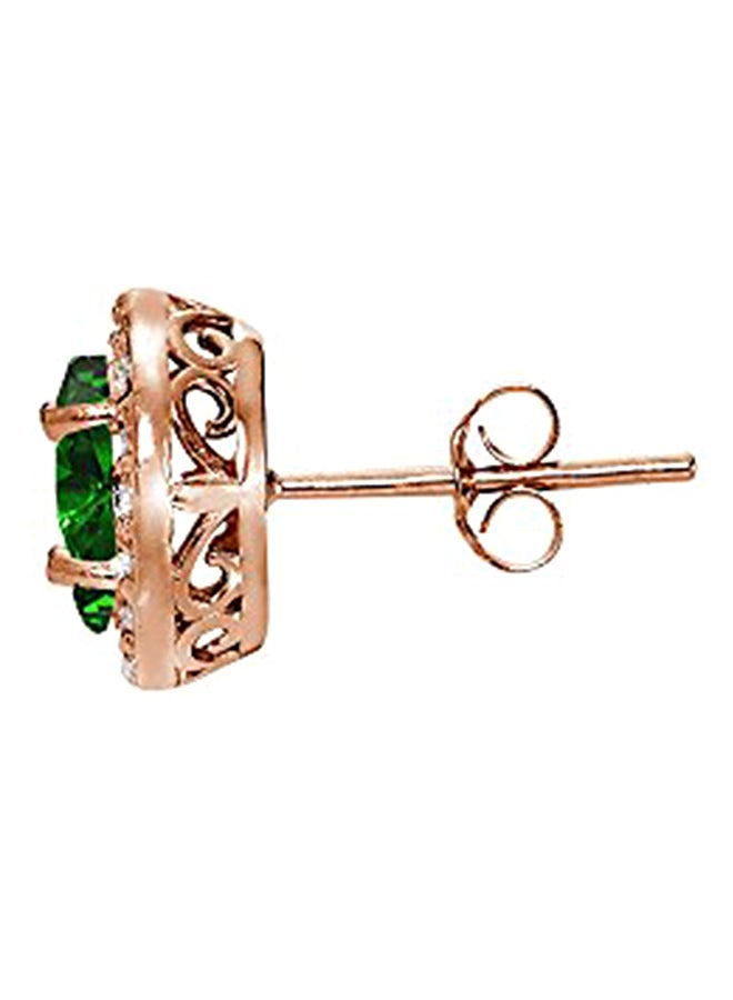 Ice Gems 925 Sterling Silver Emerald And Cubic Zirconia Studded Stud Earrings - Image 2