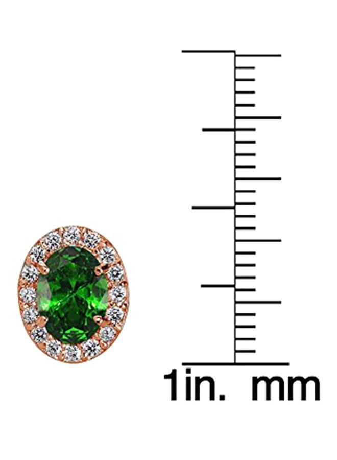 Ice Gems 925 Sterling Silver Emerald And Cubic Zirconia Studded Stud Earrings - Image 3