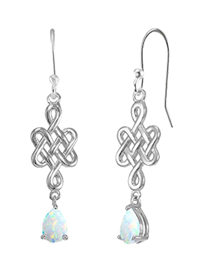 Ice Gems - 925 Sterling Silver Opal Studded Dangle Earrings - Image 1