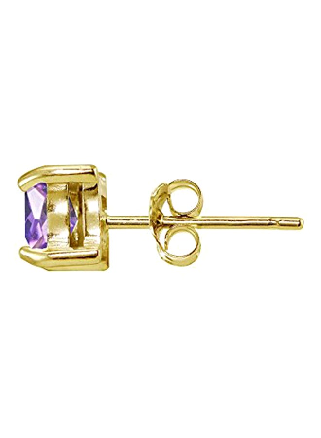 Ice Gems - Gold Plated 925 Sterling Silver Simulated Amethyst Studded Stud Earrings - Image 1