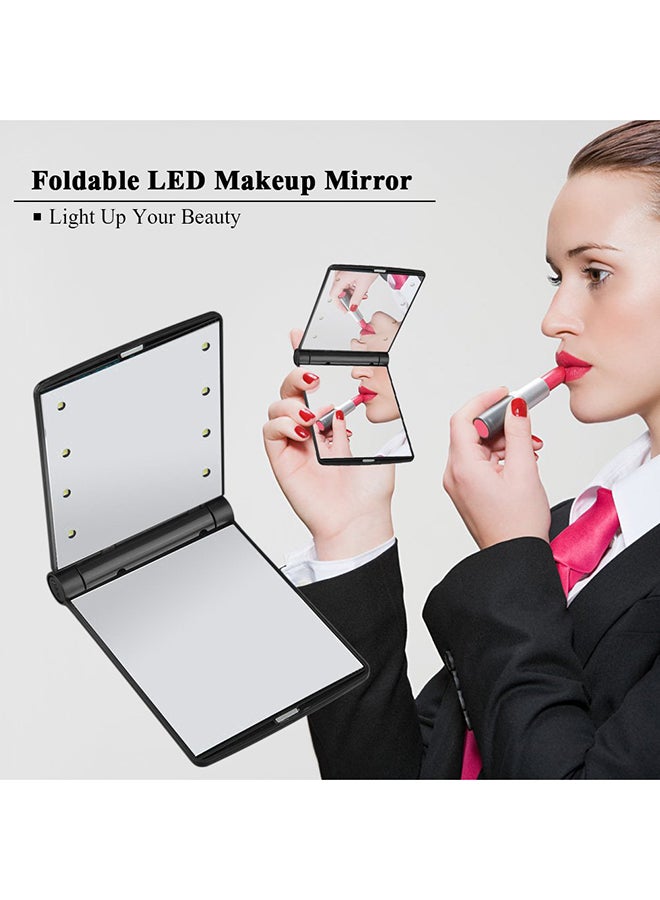 مرآة لعمل المكياج مزودة بكشاف وقابلة للطي أسود - Image 3