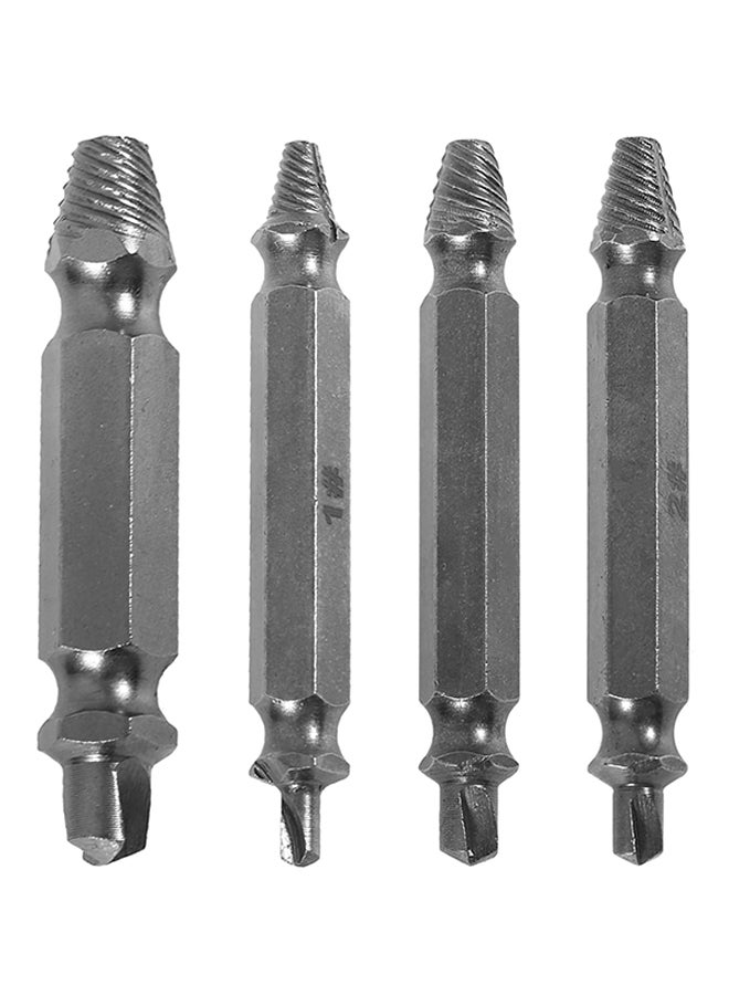4-Piece Broken Screw Extractor Silver 1.6cm 