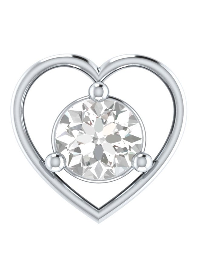 EternalDIa - 925 Sterling Silver Round Shaped Simulated Diamond Heart Stud Twist Wire Nose Pin - Image 1