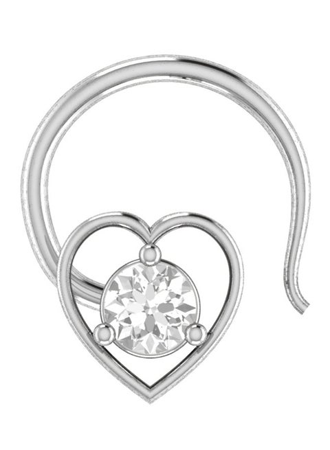 925 Sterling Silver Round Shaped Simulated Diamond Heart Stud Twist Wire Nose Pin