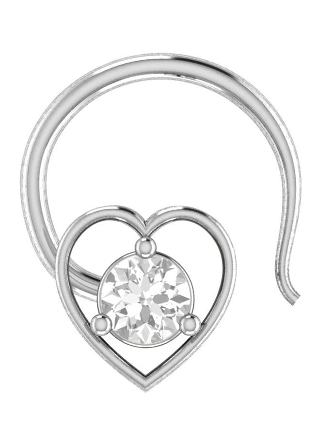 EternalDIa - 925 Sterling Silver Round Shaped Simulated Diamond Heart Stud Twist Wire Nose Pin - Image 1