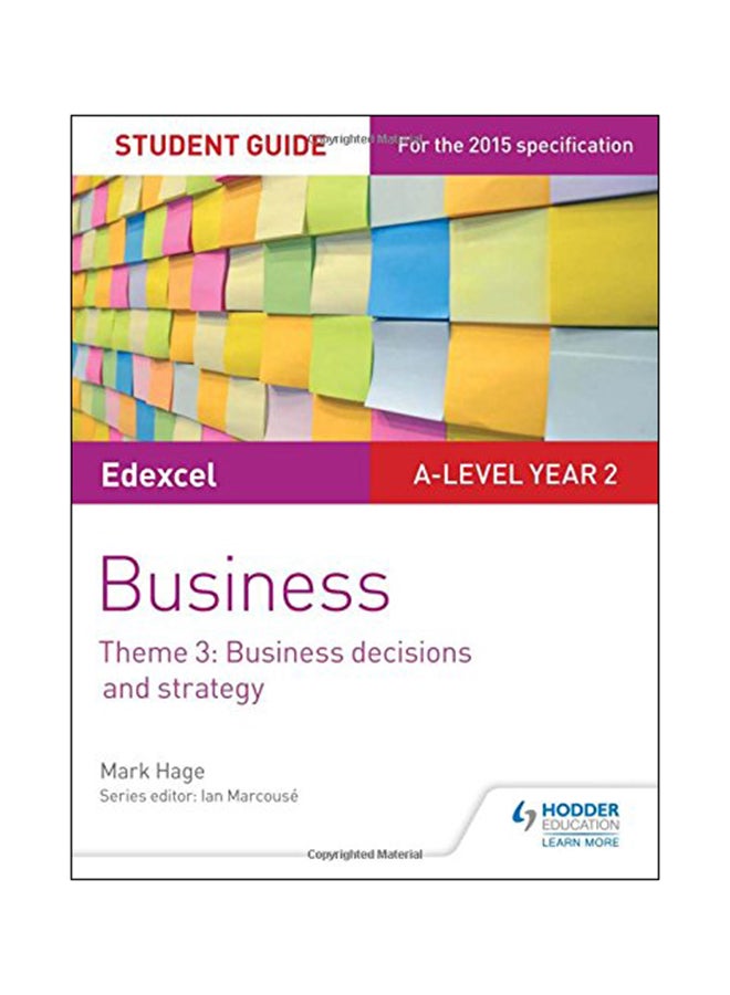 Edexcel Business Theme 3: Business Decisions And Strategy Paperback English by Mark Hage - 28 Apr 2017
