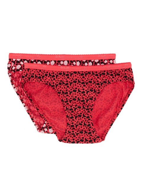 2 Pack Of Simple Comfort Bikni Plain Dark Printed Assorted