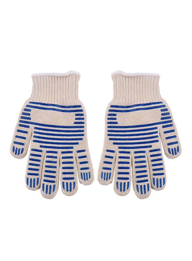 Heat Proof Oven Mitts White/Blue