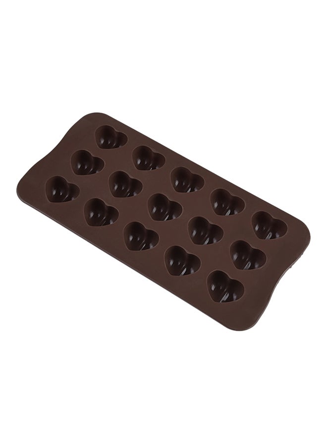 15-Slot Heart Shaped Chocolate Mould Brown 20.5x10.3x1cm - Image 2