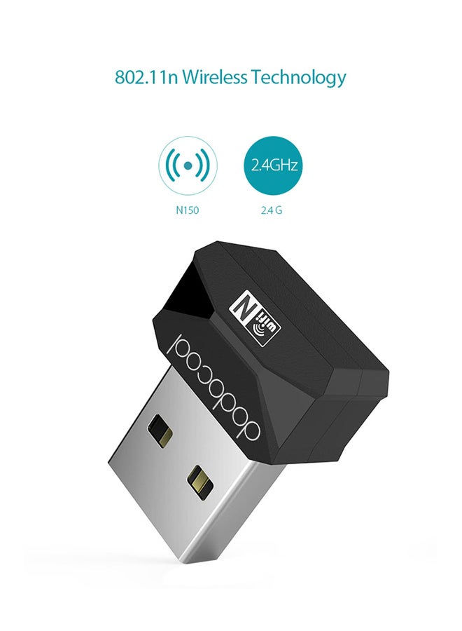 دودوكول محول USB 2.0 لاسلكي صغير أسود/فضي  - Image 4
