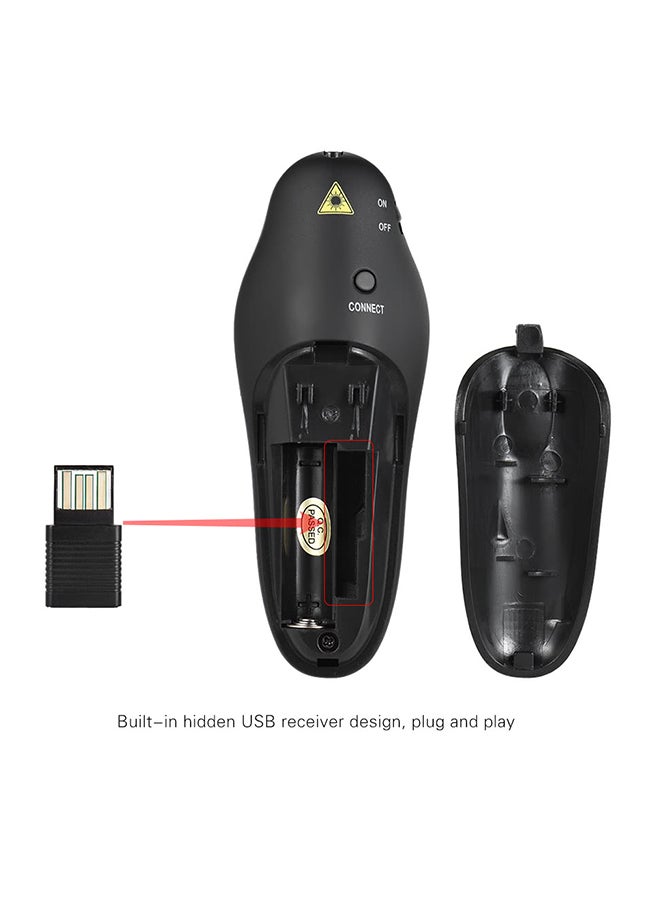 ماركة غير محددة - قلم مؤشر لاسلكي للعروض التقديمية قابل للطي بمنفذ USB أسود - Image 1