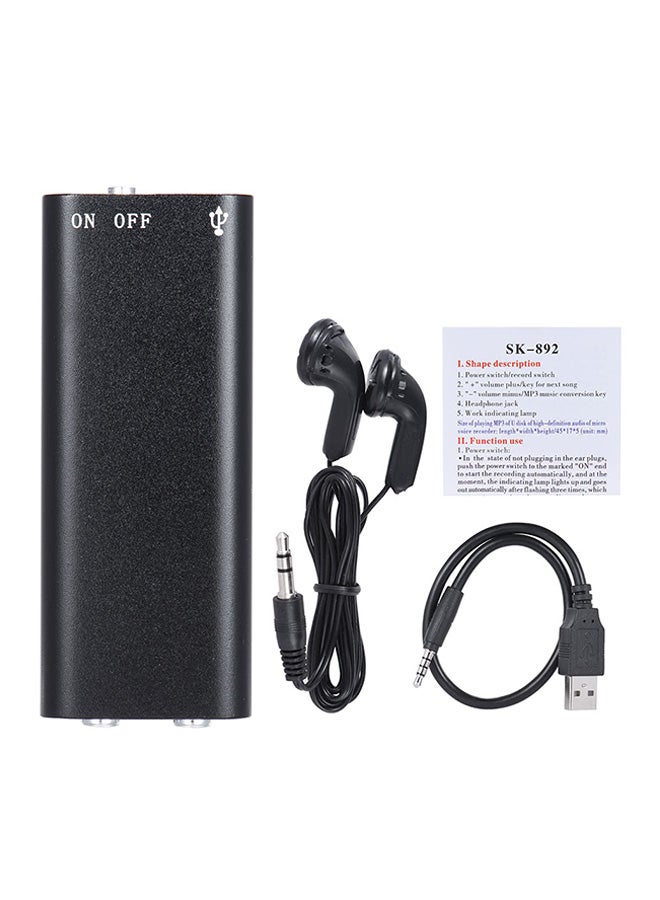 ماركة غير محددة - مسجل صوت رقمي مزوّد بمنفذ USB ومشغل MP3 1380276 أسود - Image 1