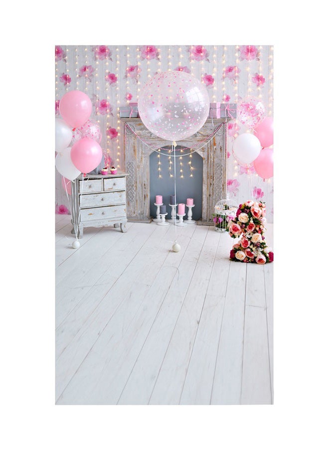 ANDOER Birthday Party Photography Background White/Pink/Grey - Image 1