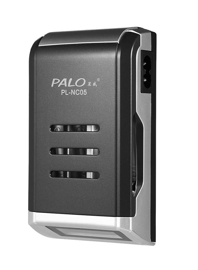 Palo Battery Charger For AA/AAA Ni-MH/Ni-Cd Batteries (US Plug) Black/Silver - Image 4