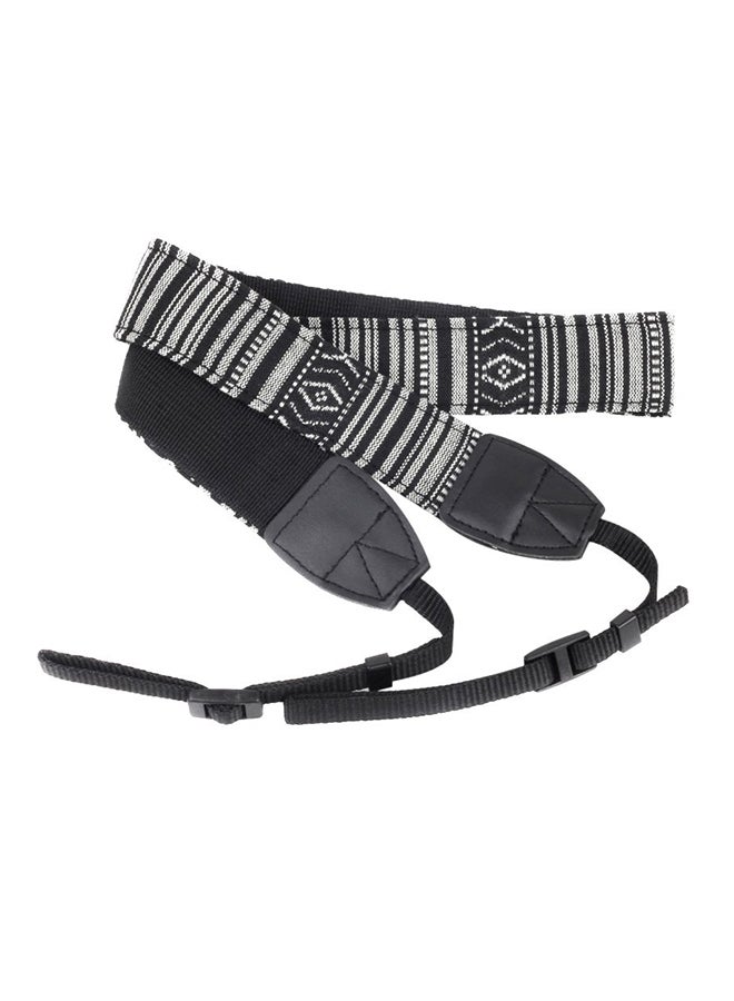 Adjustable Vintage Style Camera Neck Strap Black/White  - Image 1